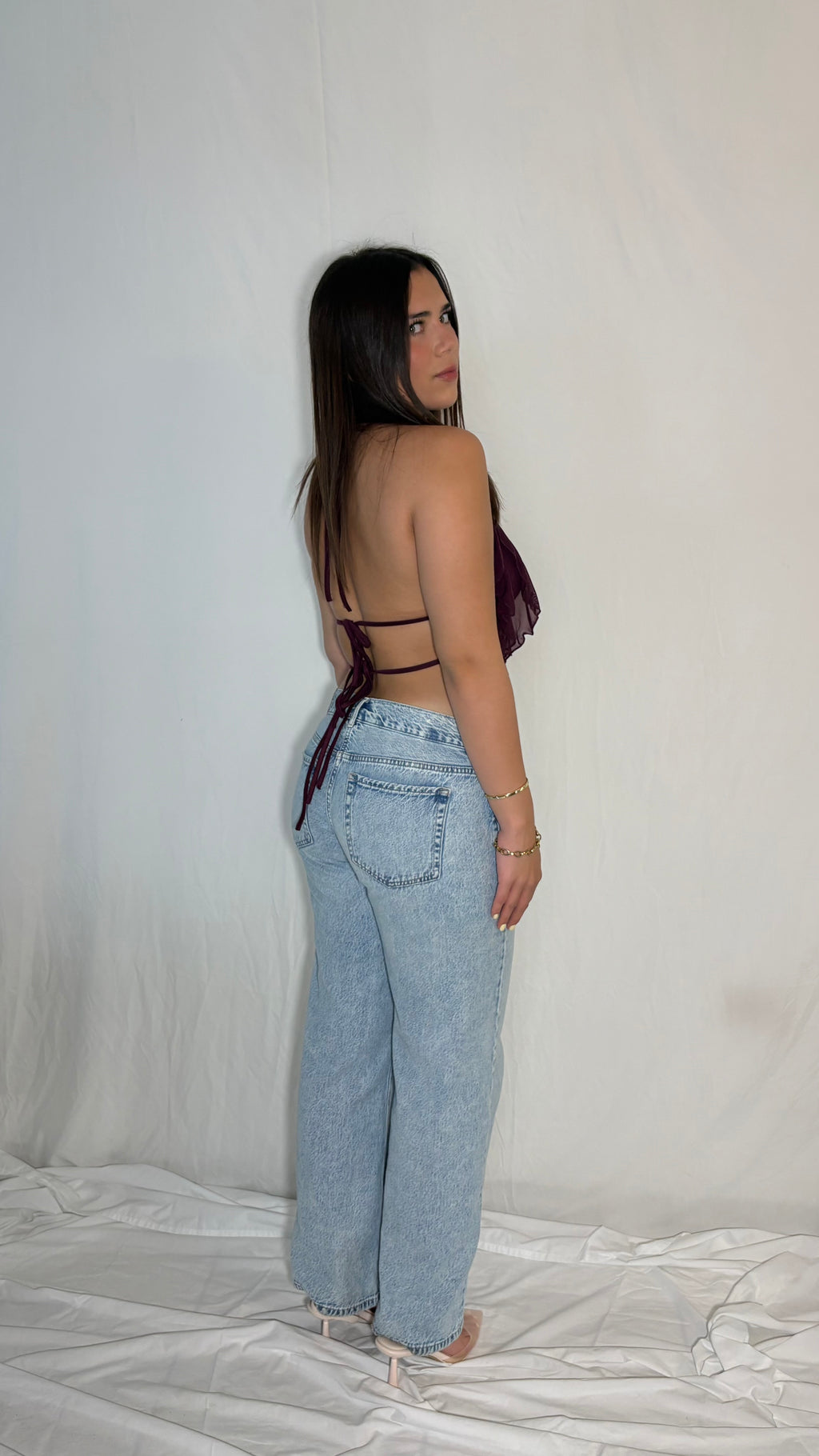 Sienna Ruffle Top Burgundy