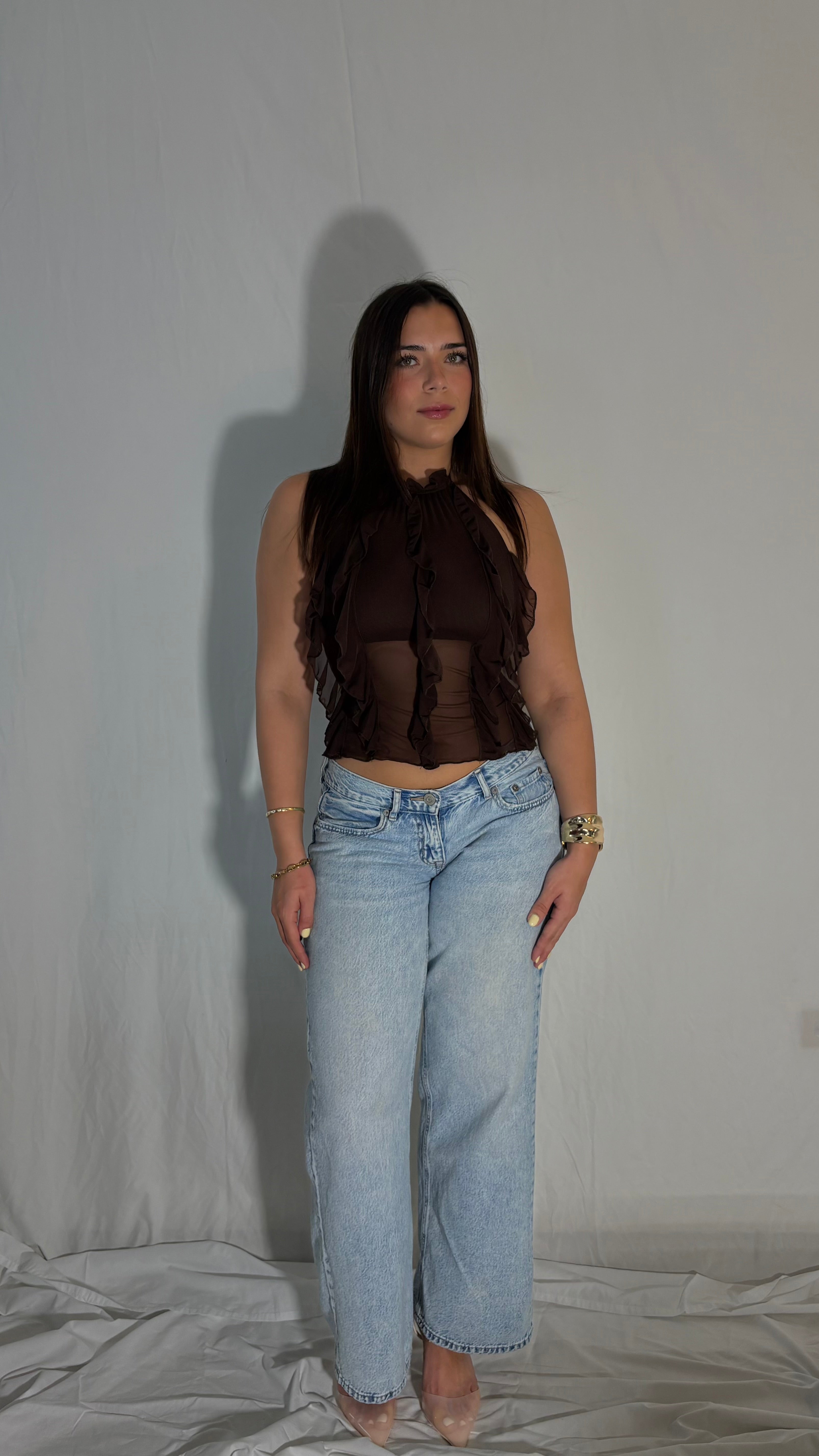 Sienna Ruffle Top Brown